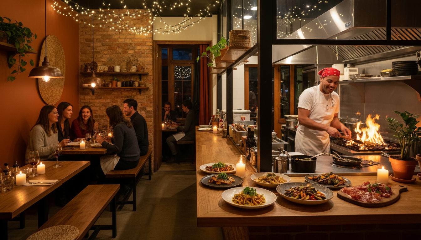 Restaurante local por la noche